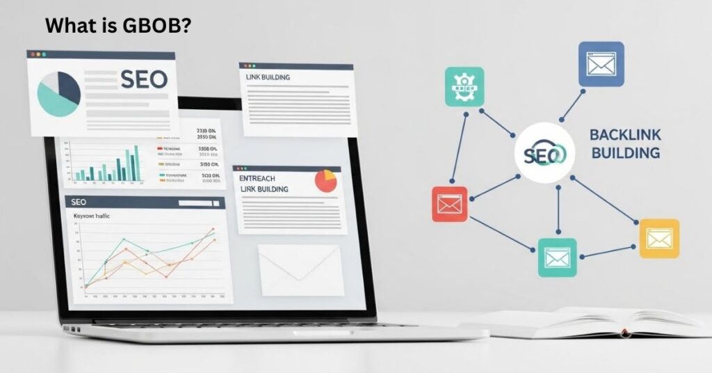 Laptop displaying SEO and backlink strategies